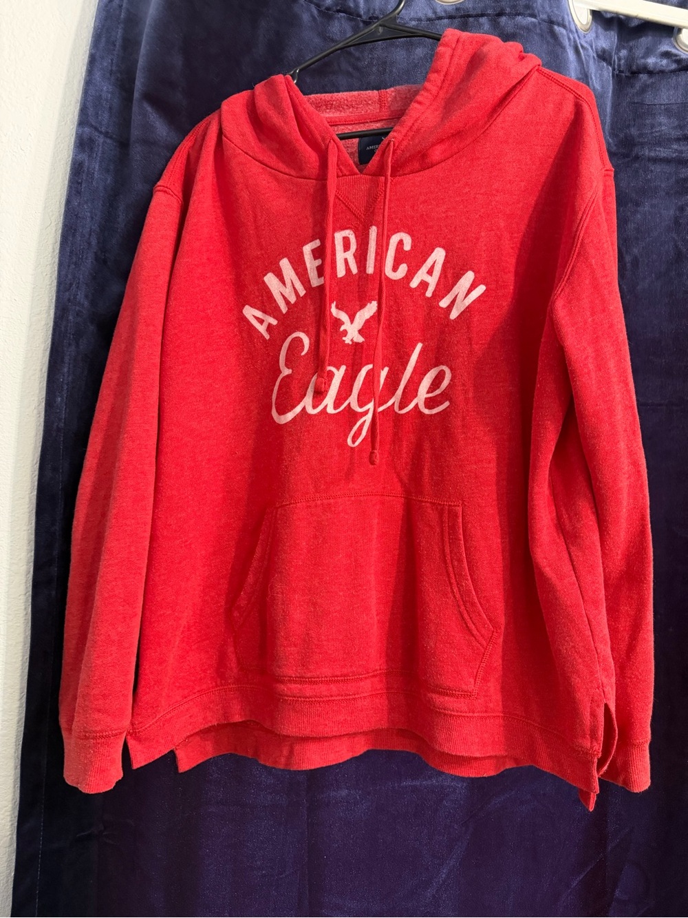 American Eagle Outfitters Red Pullover Hoodie with Script Logo